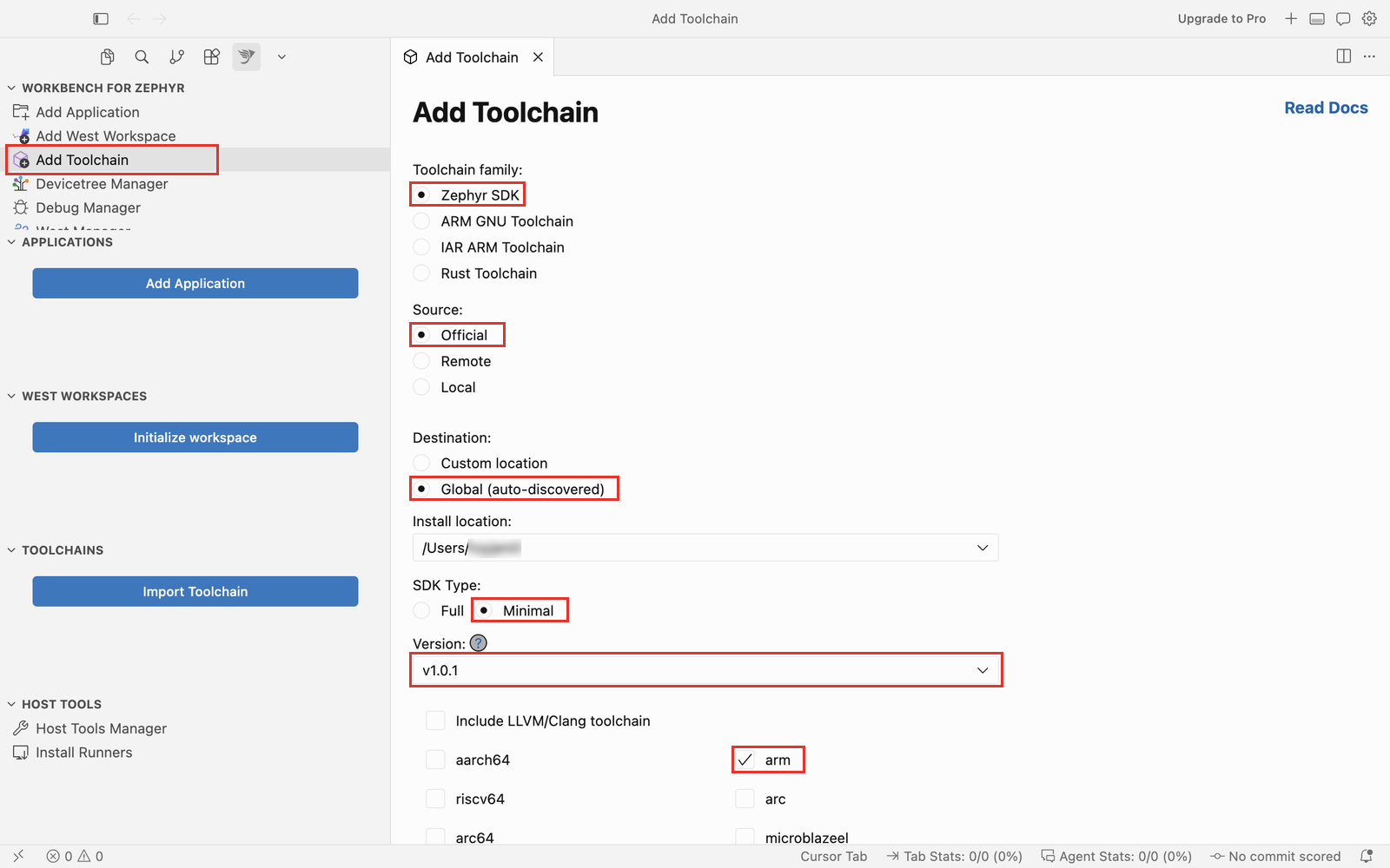 Add Toolchain in Cursor