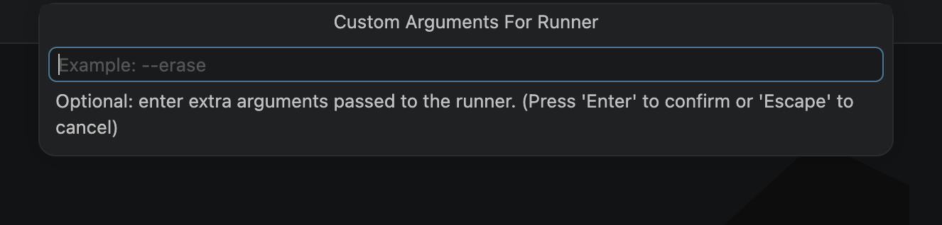 Custom arguments for runner