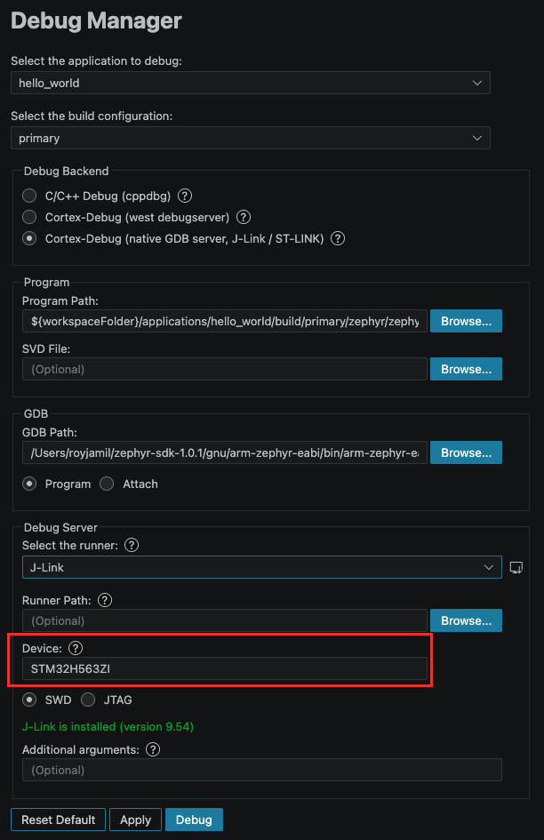 Debug Manager native backend options