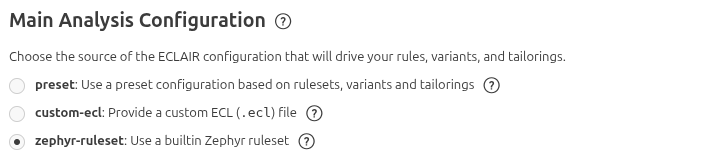 Main analysis configuration kind