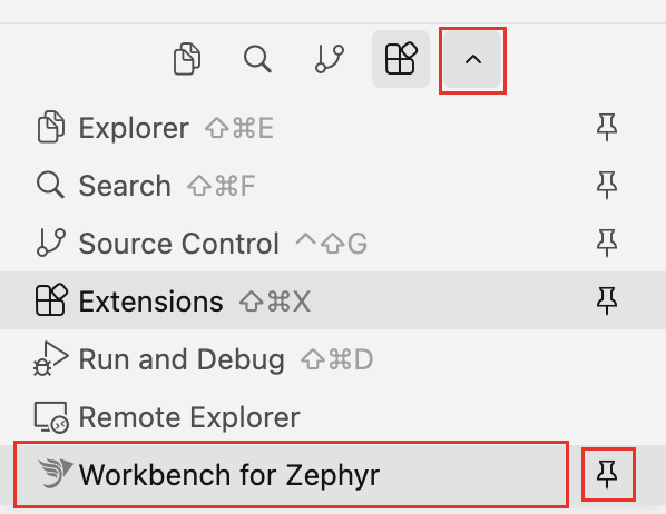 Open and pin the Workbench for Zephyr view