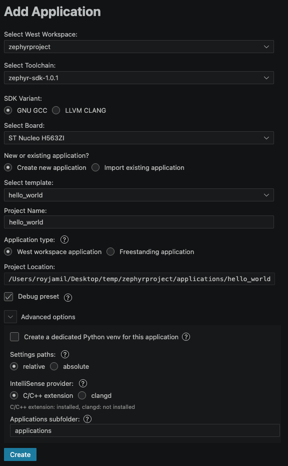 Advanced options