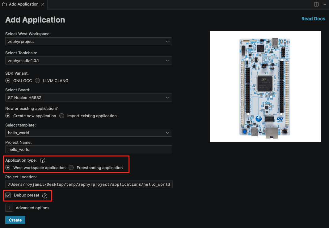 Add Application wizard