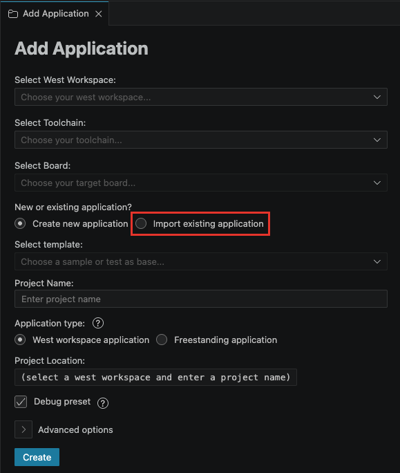 Import an existing application