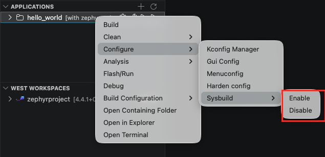 Enable or Disable Sysbuild