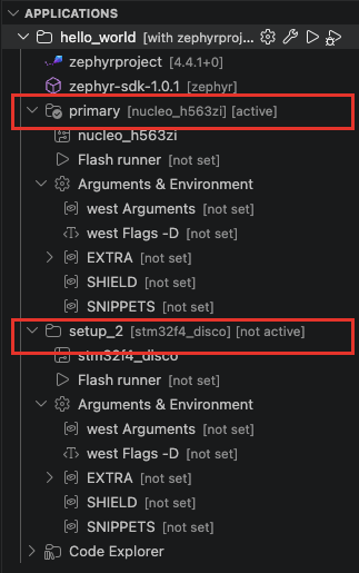 Build configurations in the Applications view
