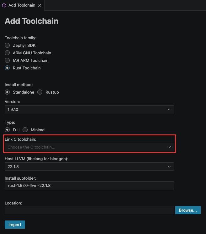 Add Toolchain: Rust Toolchain