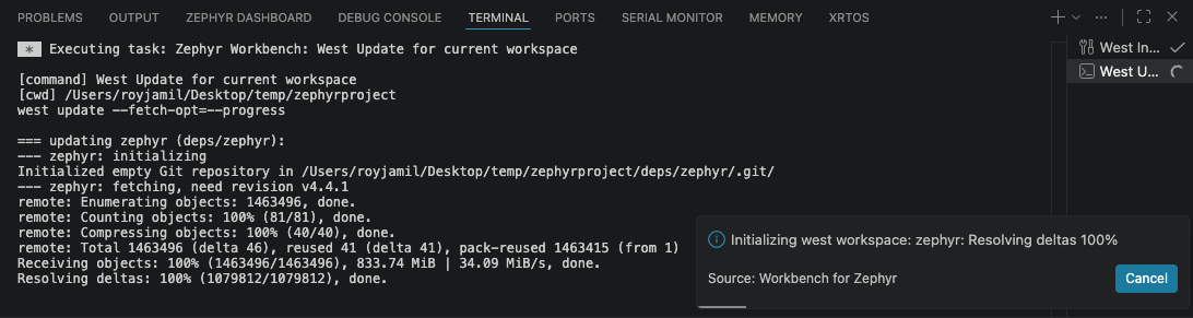 West workspace import progress