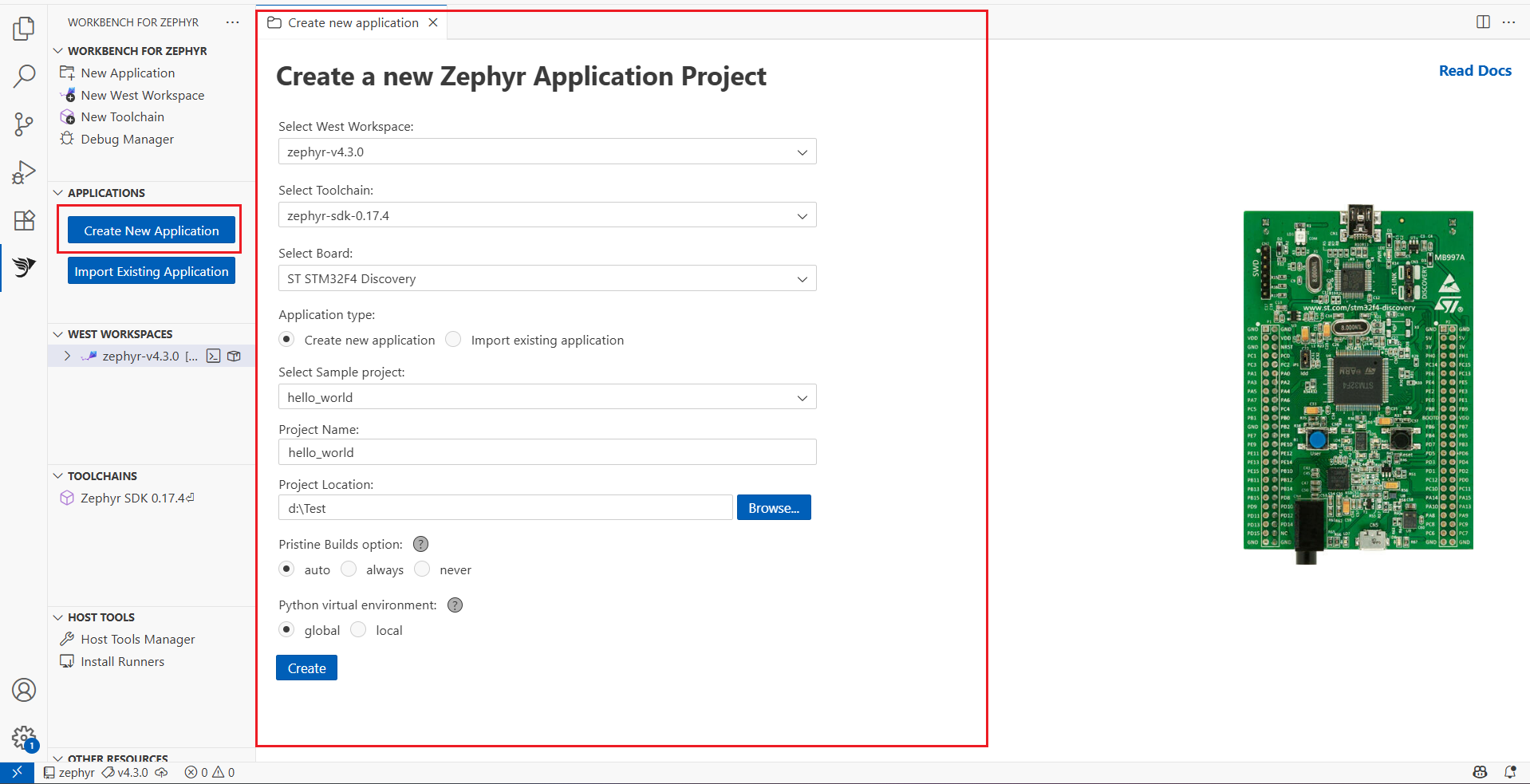 Create a new application