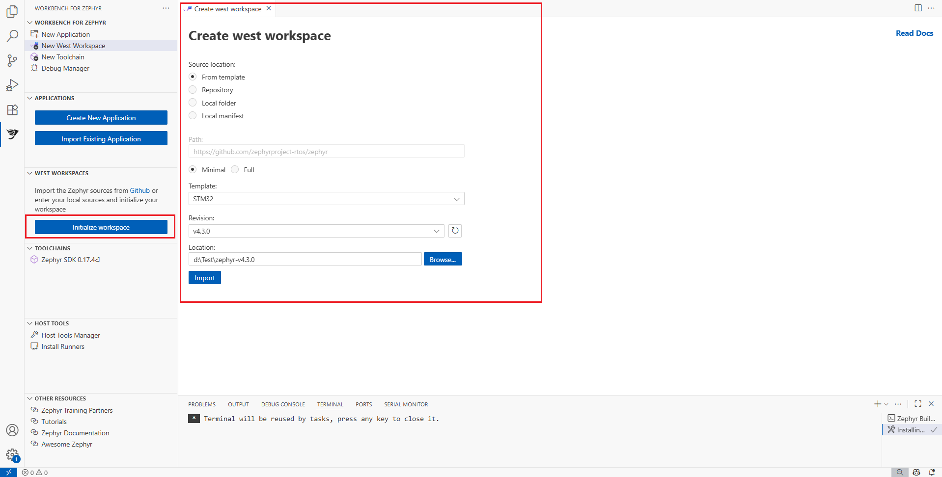 Create a West workspace